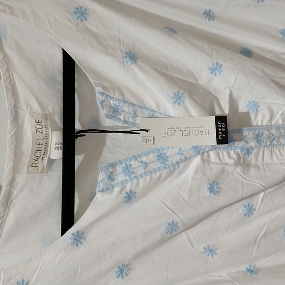 Nwt Rachel Zoe White Dress with Blue Floral Accents - Picture 5 of 17